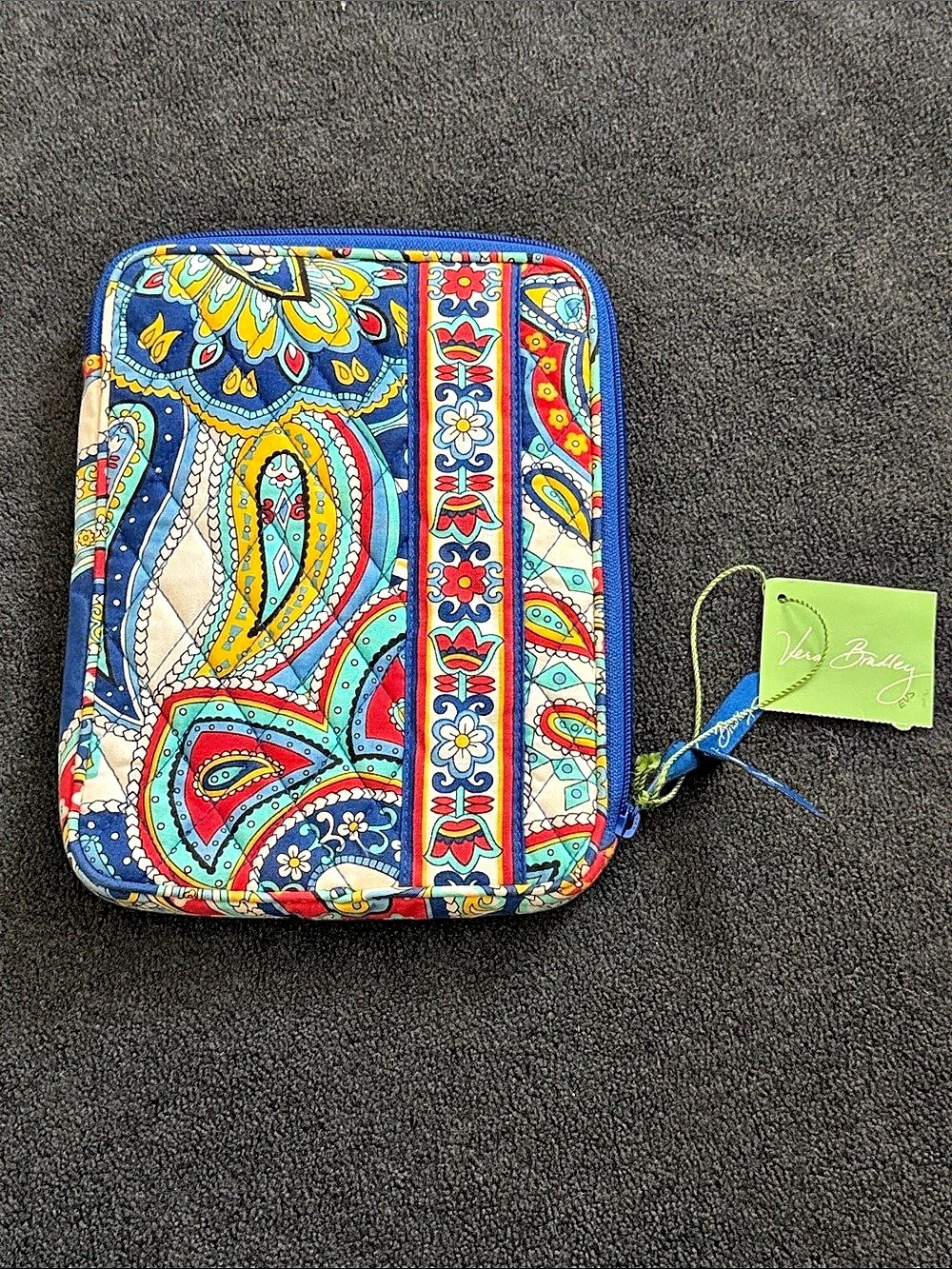 Vera Bradley Paisley Cosmetic Case in Blue & Red NWT